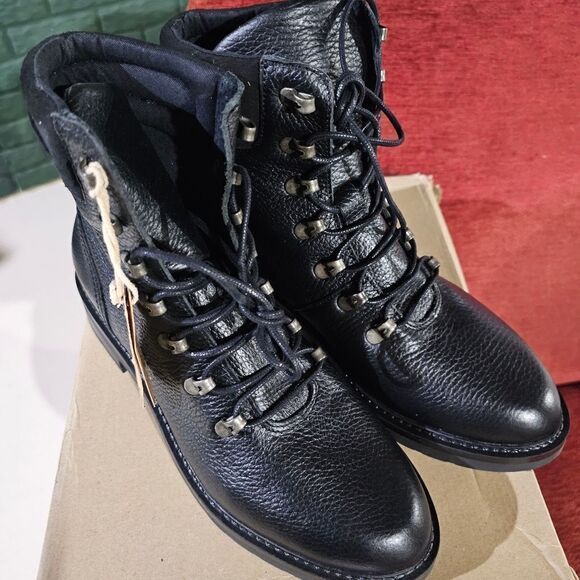 NEW IN BOX FAT FACE HARPER HIKER BOOTS BLACK LEATHER SIZE 9 WMNS - Picture 7 of 7